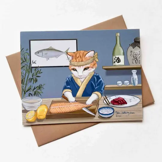 Sushi Chef Kitty Card