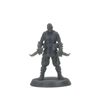 Unpainted 28mm 3D-printed resin bald assassin with twin curved daggers - tabletop RPG miniature for D&D, Pathfinder & wargaming