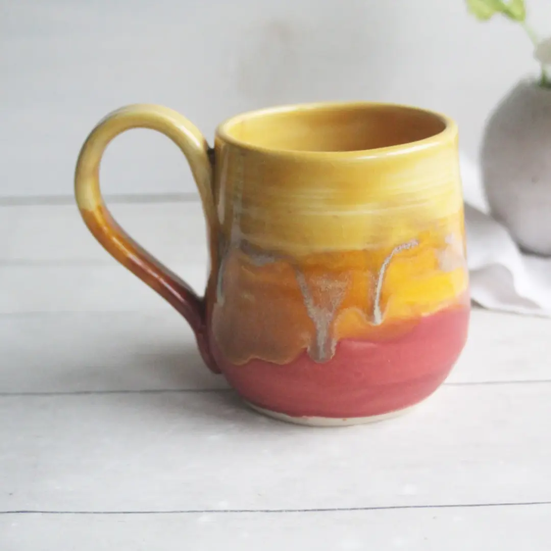 Sunset Ombre Pottery Mug, 14 Ounce, Made in USA