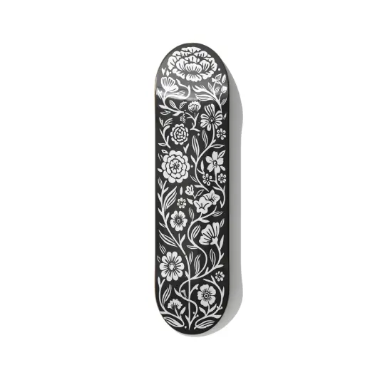 Minimalist Floral Pattern Skateboard Wall Art