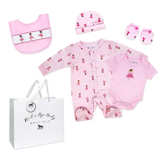 Rock A Bye Baby Boutique Girls Ballet 5 Pc Layette Gift Set 3-6M