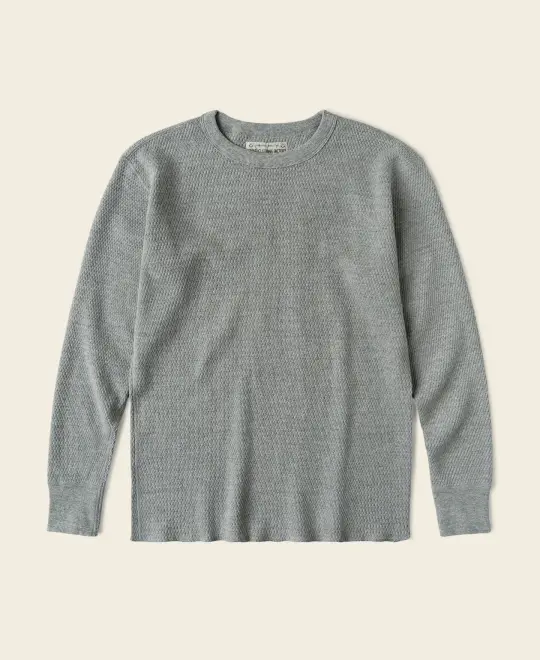 Heavyweight Raschel Knitting Waffle Thermal Shirt - Gray
