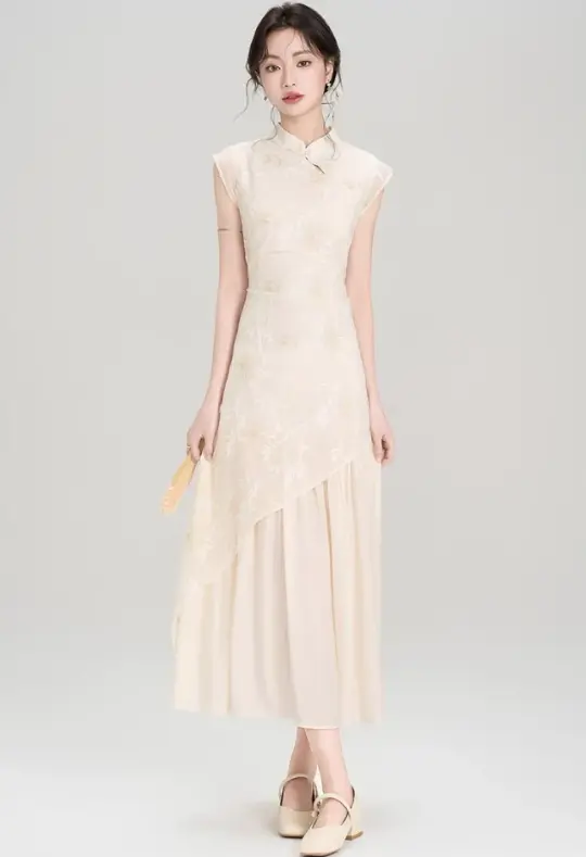 New Chinese style improved cheongsam dress new irregular retro waist temperament skirt R2368