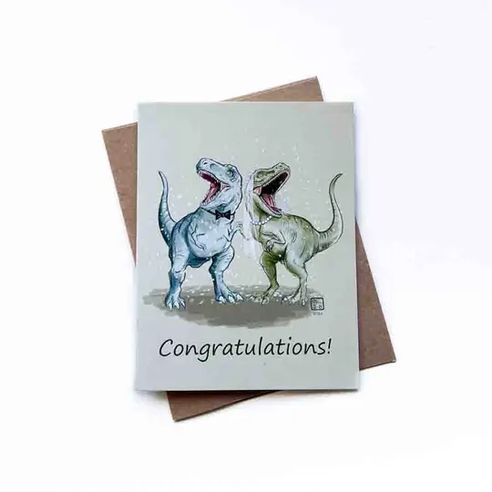 T-Rex Wedding Card