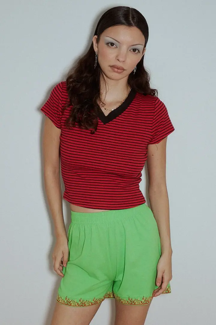 1 left - Blood Stripe V-Neck Baby Tee