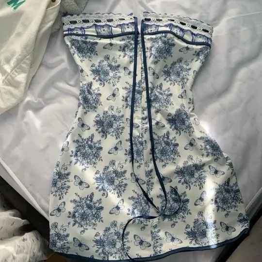 Retro floral tube top sexy slim hip skirt homecoming dress R2609