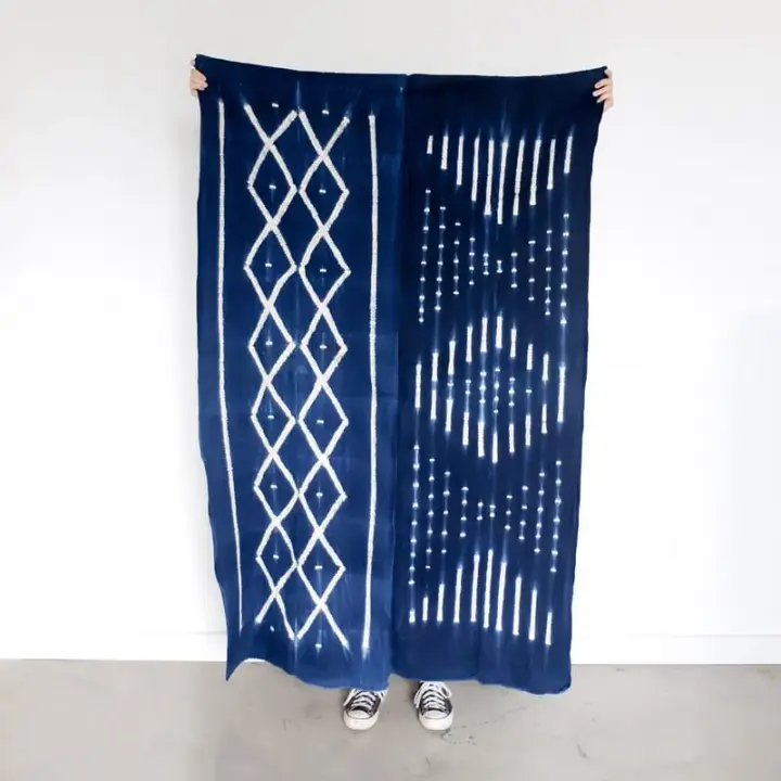 Burkina Faso Indigo Half Diamonds Half Bars and Dots