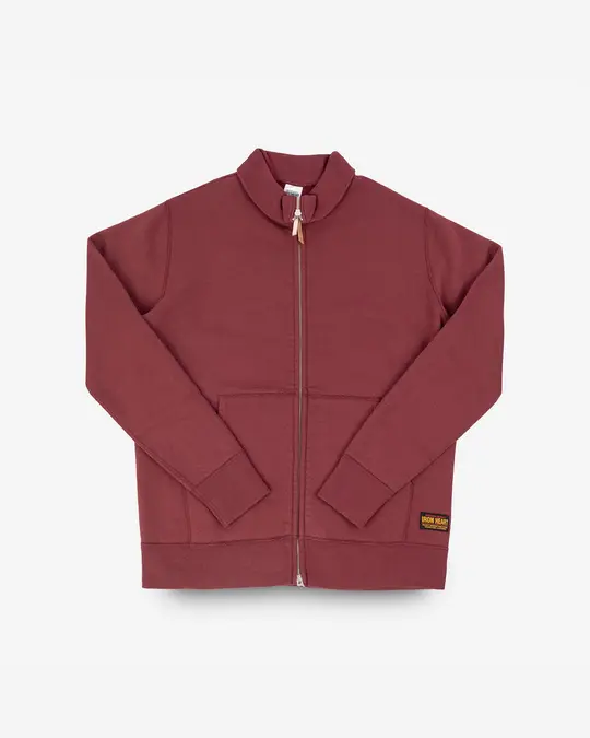 14oz Ultra Heavyweight Loopwheel Cotton Zip Up Sweater - Burgundy