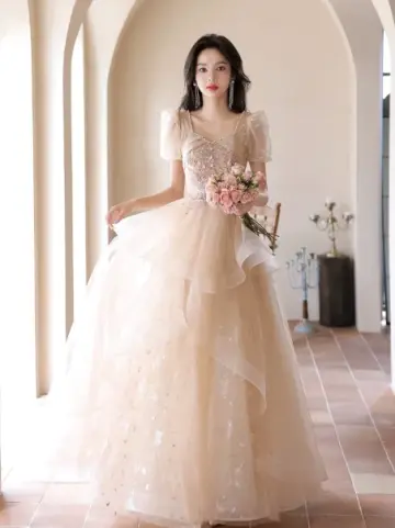 Elegant Ivory Beaded A-Line Square Applique Corset Maxi Prom Dress Evening Dress RS609