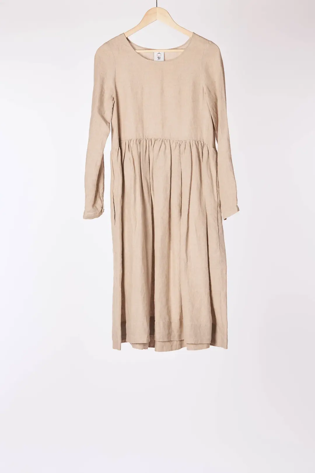 Smock Dress, Long Sleeve, Natural Linen