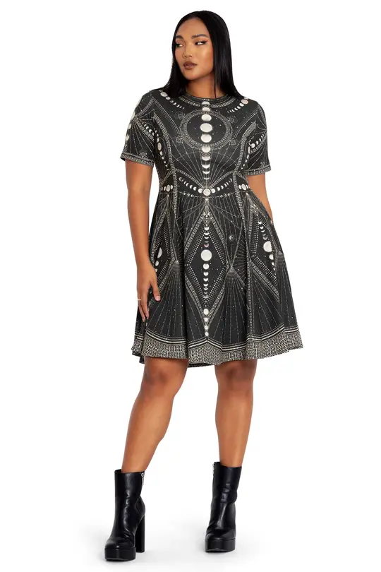 Moon Phases Longline Evil Tee Dress