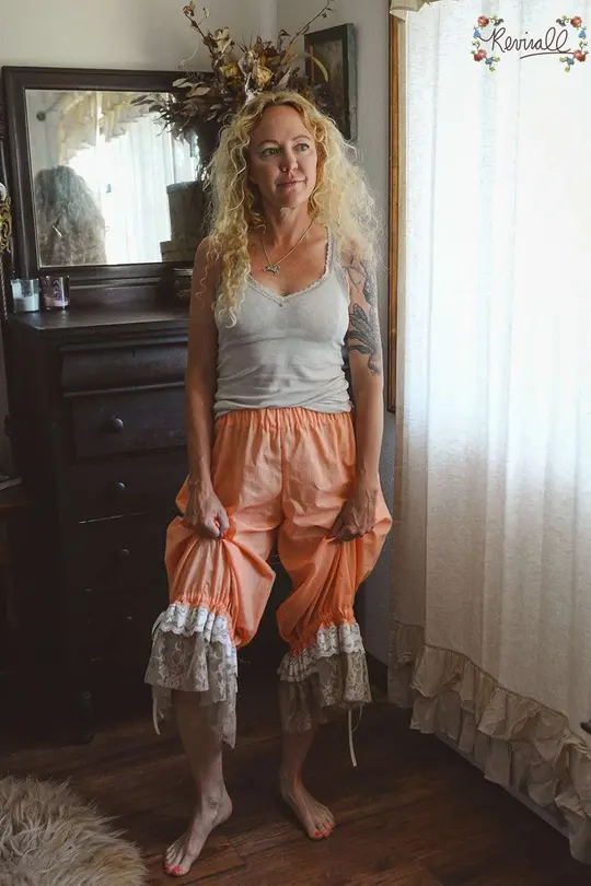 Long Cotton Bloomers in Coral-2XL