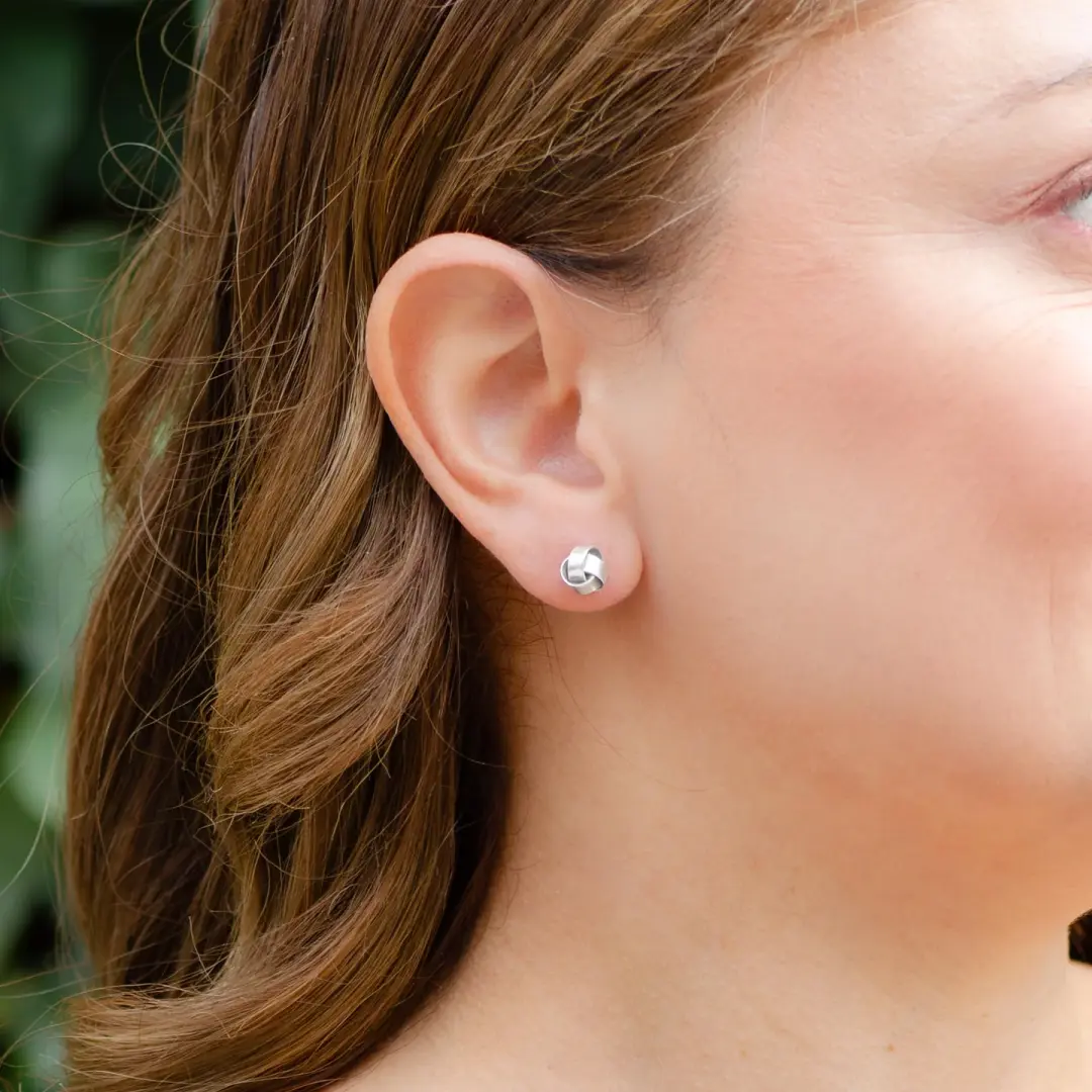 Sterling Silver Intertwined Knot Earrings