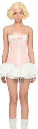 Pink halter neck slim waist white bud skirt short skirt homecoming dress R4470