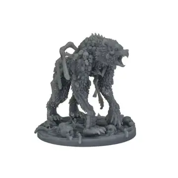 Unpainted 32mm 3D-printed necromancer's monster, a snarling hound of flesh and bone — tabletop RPG miniature for D&D, Pathfinder & wargaming