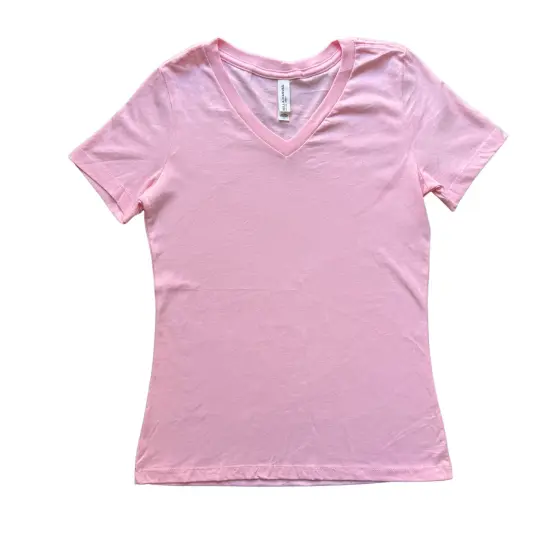 ADULT - Small Women's Pink V Neck T-Shirt