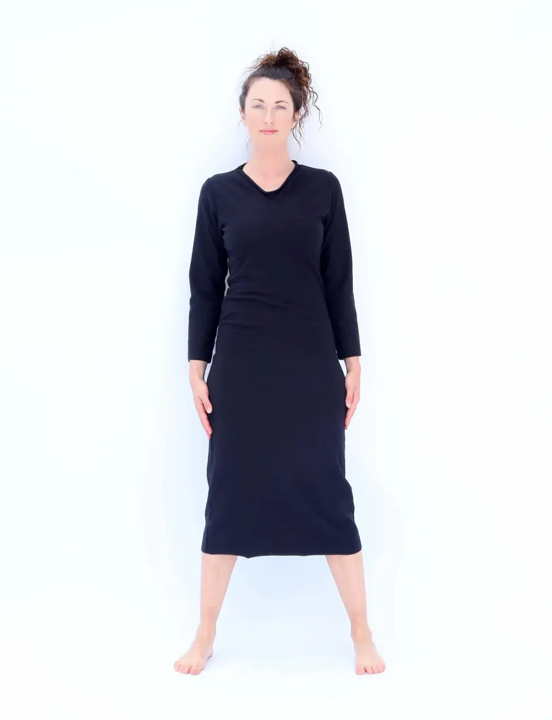 V-Neck Pencil Below Knee Dress