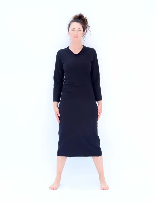 V-Neck Pencil Below Knee Dress