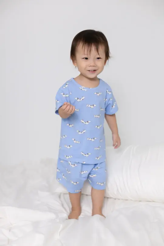 Short-Sleeve Pyjamas Set - Blue Hot Dogs