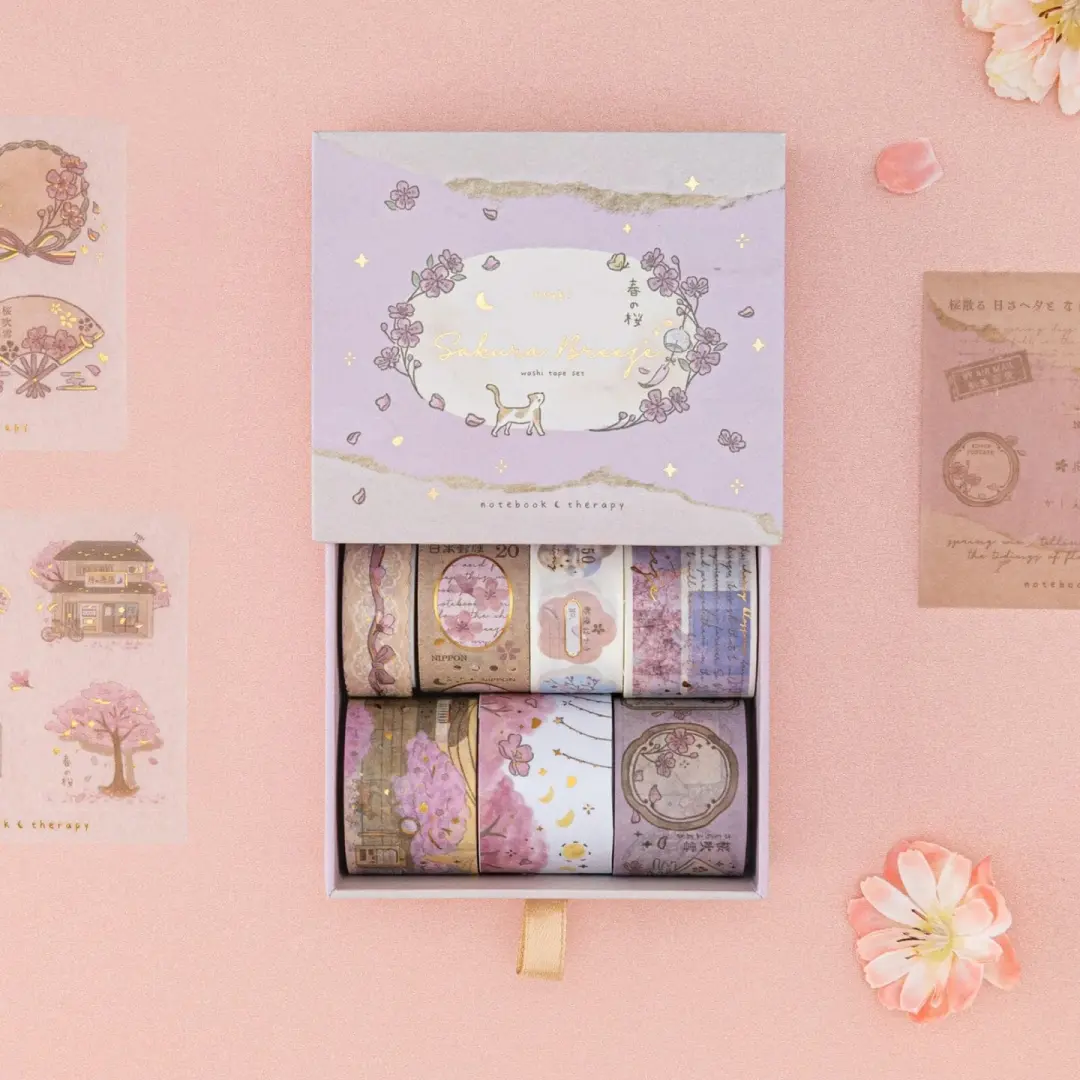 Tsuki ‘Sakura Breeze’ Washi Tape Set ☾