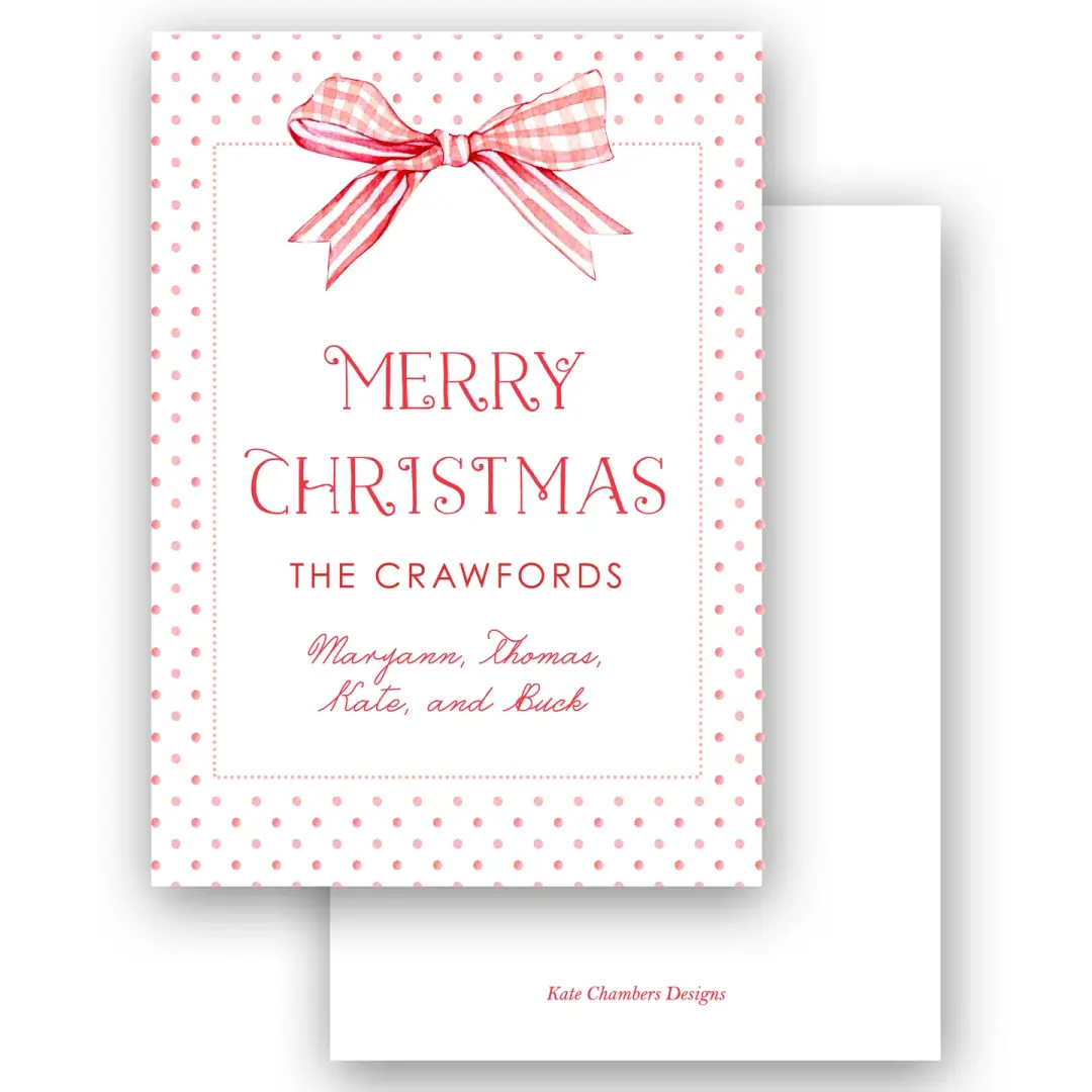 Watercolor Polka Dots & Gingham Holiday Christmas Enclosure Card