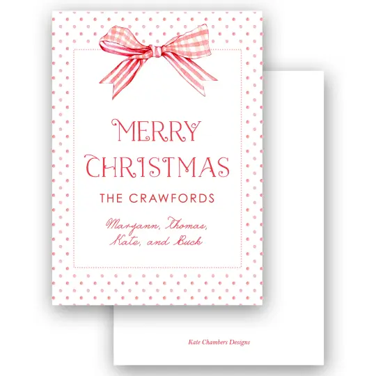 Watercolor Polka Dots & Gingham Holiday Christmas Enclosure Card