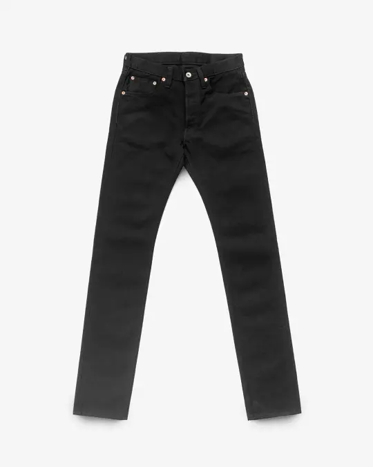 14oz Selvedge Denim Slim Tapered Cut Jeans - Black/Black