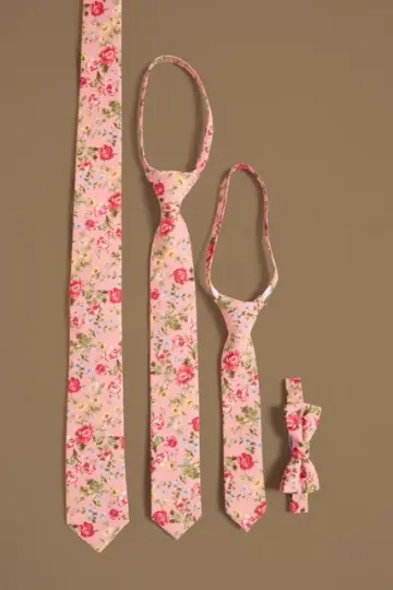 Ties in Pink Vintage Poppies