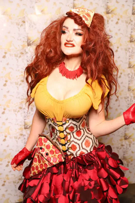 25. Petite Wench Corset in Pomodoro Ikat - The Marinara Maidens Collection