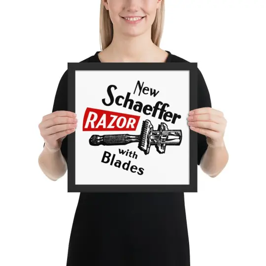 Vintage Schaeffer Safety Razor Ad Framed Print | Available in Multiple Sizes!