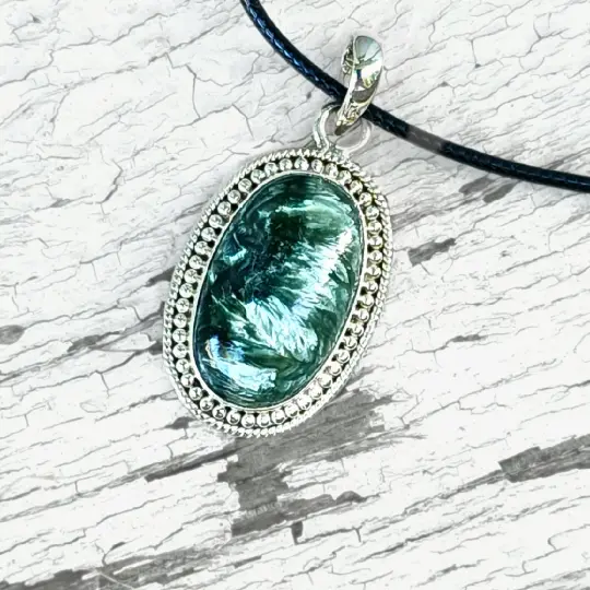 Seraphina - Seraphinite Pendant in Sterling Silver