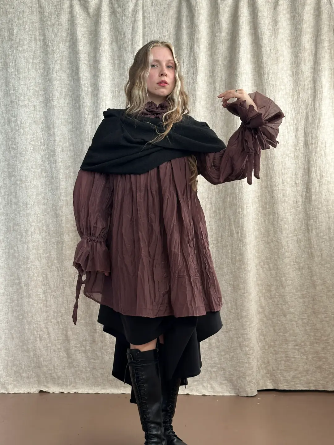 FW '26: Mythic Cowl in Boiled Wool in Black (Pre-Order)