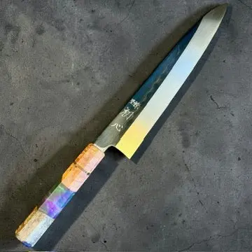 Satoshi Nakagawa × Morihiro Blue #2 Mizu Honyaki Mirror Gyuto 240mm with One-of-One Prisma Handle