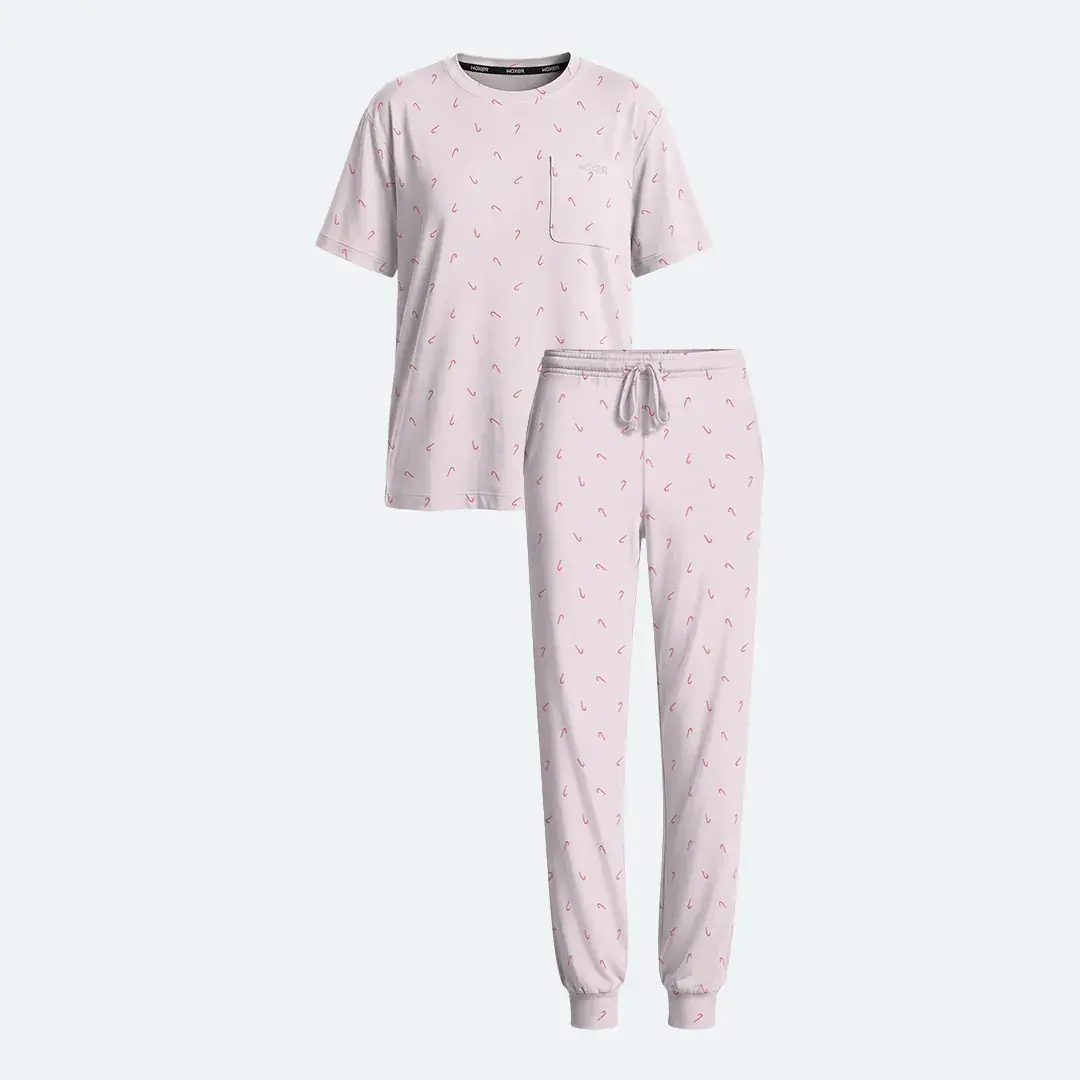 Sleep Joggers + Sleep Tee Candy Cane Ditsy Sleep Set
