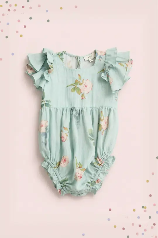 Baby Hattie Romper in Roselyn Blue