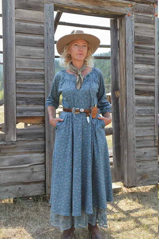 Cotton Rosemary Dress in Blue Prairie