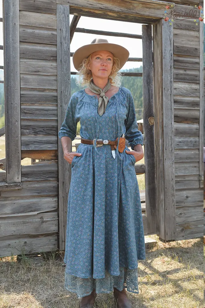 Cotton Rosemary Dress in Blue Prairie