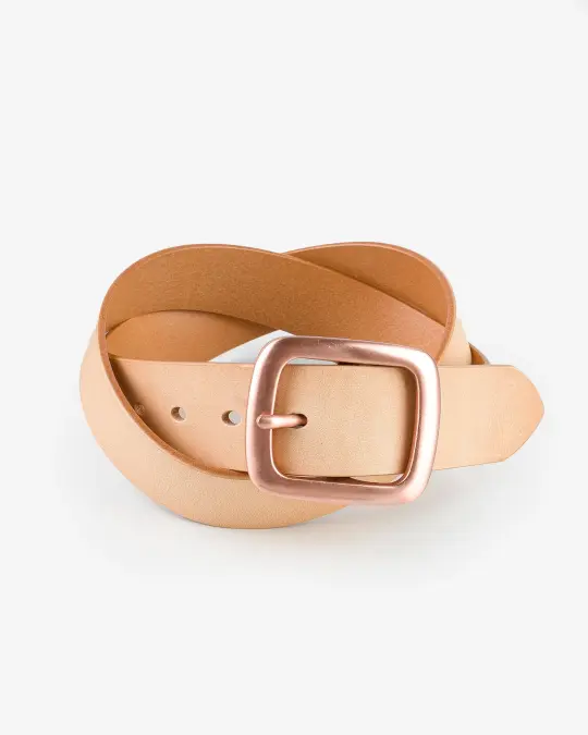 OGL Single Prong Copper Garrison Buckle Leather Belt - Natural