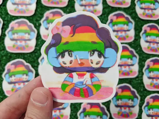 striped girl camilla waterproof vinyl sticker