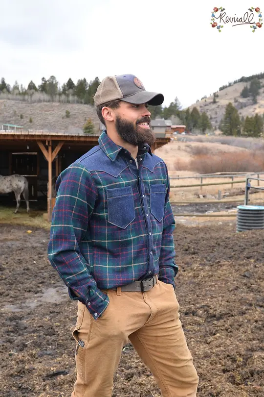 The Wool Stockyard Shirt in Tartan & Denim-Medium
