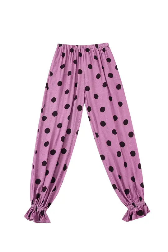 Long Bloomers Soft Linen Purple Polka Dot
