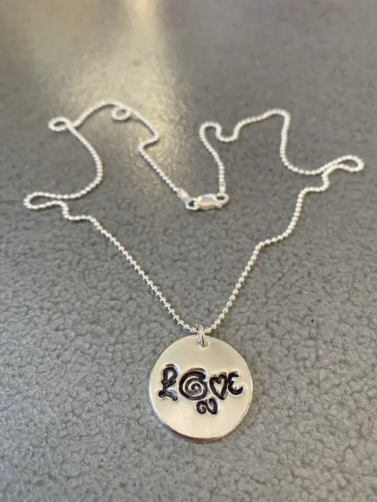 Love Drumhead Handcrafted Fine Silver Pendant