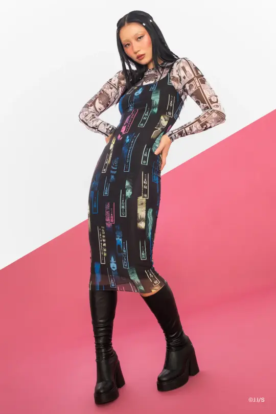Unfolding Chapters Sheer Bodycon Slip Dress