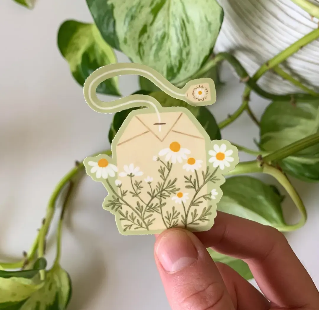 Floral Chamomile Tea Bag Sticker