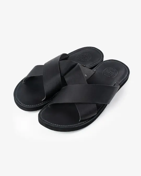 OGL X Dr. Sole Leather Cross Sandals - Black