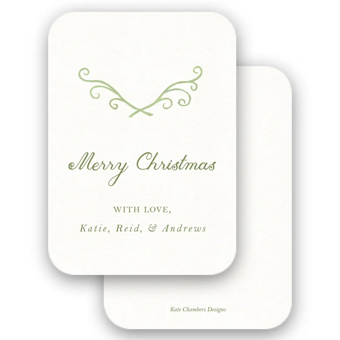 Simple Green Laurel Merry Christmas Holiday Enclosure Card