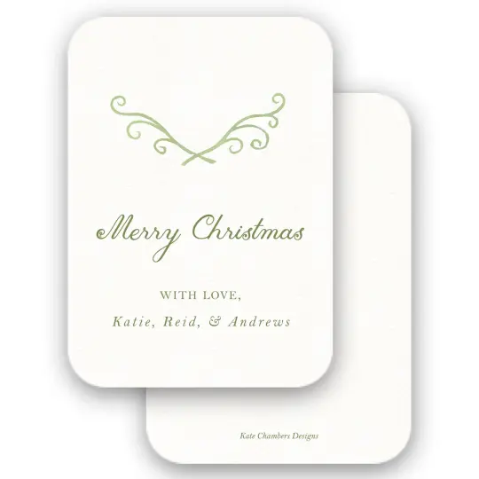 Simple Green Laurel Merry Christmas Holiday Enclosure Card