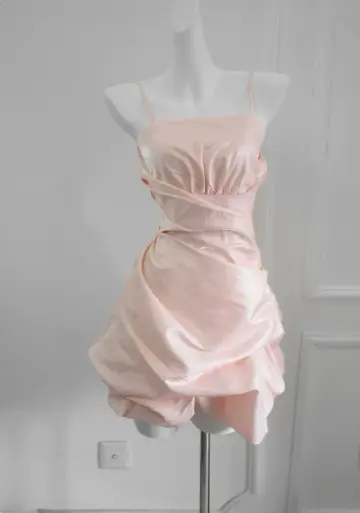 Minimalist Pink/Navy A-line Spaghetti Straps Corset Mini Prom Dress Homecoming Dress RS469