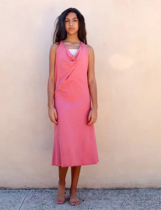 Float Neck Racerback Simplicity Below Knee Dress