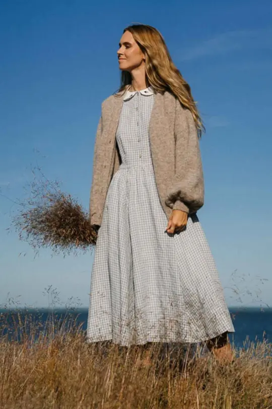 Classic – Long Sleeve Peter Pan Collar Linen Dress